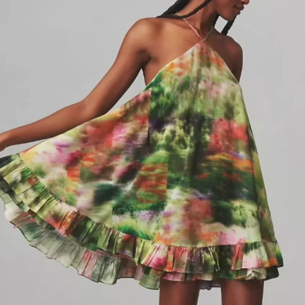 Anthropologie Hope for Flowers by Tracy Reese Halter Frilled Mini Dress